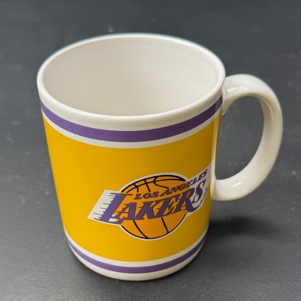 Vintage Los Angeles Lakers NBA Mug Yellow Purple Team Logo